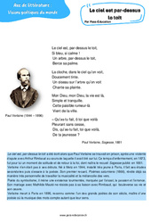 Exercice Le ciel est par - dessus le toit (Paul Verlaine) - Littérature : 3eme Secondaire - PDF à imprimer