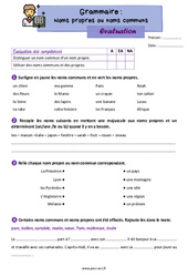 Examen Les noms propres et noms communs - Examen Evaluation avec la correction : 2eme Primaire - PDF à imprimer