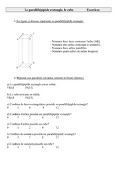 Parallélépipède rectangle, le cube - Exercices - Géométrie : 4eme Primaire - PDF à imprimer