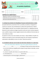 Les symboles républicains - Examen Evaluation - EMC : 5eme Primaire - PDF à imprimer