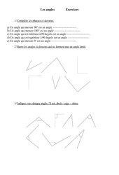Angles - Exercices - Géométrie : 4eme Primaire - PDF à imprimer