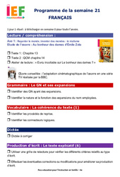 IEF Instruction En Famille, École à la maison pour la Semaine 21 - école à la maison IEF - Fiches  : 2eme Secondaire