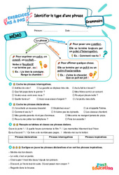 Identifier le type d’une phrase - Exercices Pas à Pas : 3eme Primaire - PDF à imprimer