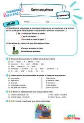 Écrire une phrase - Exercices Pas à Pas : 3eme Primaire - PDF à imprimer