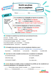 Enrichir une phrase avec un complément - Exercices Pas à Pas : 3eme Primaire - PDF à imprimer