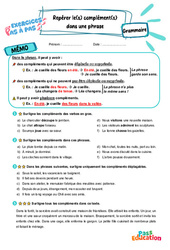 Repérer le(s) complément(s) dans une phrase - Exercices Pas à Pas : 3eme Primaire - PDF à imprimer
