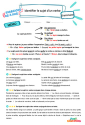 Identifier le sujet d’un verbe - Exercices Pas à Pas : 3eme Primaire - PDF à imprimer