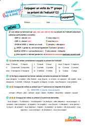 Conjuguer un verbe du 1er groupe au présent de l’indicatif (1) - Exercices Pas à Pas : 3eme Primaire - PDF à imprimer