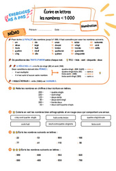 Écrire en lettres les nombres < 1 000 - Exercices Pas à Pas : 3eme Primaire - PDF à imprimer