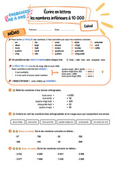 Écrire en lettres les nombres inférieurs à 10 000 - Exercices Pas à Pas : 3eme Primaire - PDF à imprimer