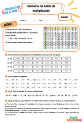 Connaître les tables de multiplication - Exercices Pas à Pas : 3eme Primaire - PDF à imprimer