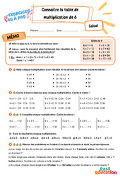 Connaître la table de multiplication par 6 - Exercices Pas à Pas : 3eme Primaire - PDF à imprimer