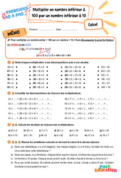 Multiplier un nombre inférieur à 100 par un nombre inférieur à 10 - Exercices Pas à Pas : 3eme Primaire - PDF à imprimer