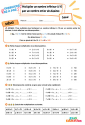 Multiplier un nombre inférieur à 10 par un nombre entier de dizaines - Exercices Pas à Pas : 3eme Primaire - PDF à imprimer