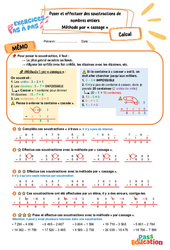 Poser et effectuer des soustractions de nombres entiers - Méthode par « cassage » - Exercices Pas à Pas : 3eme Primaire - PDF à imprimer