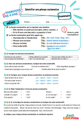 Identifier une phrase exclamative - Exercices Pas à Pas : 5eme Primaire - PDF à imprimer