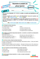 Reconnaitre et produire une phrase injonctive - Exercices Pas à Pas : 5eme Primaire - PDF à imprimer