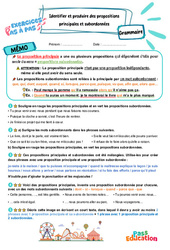 Identifier et produire des propositions principales et subordonnées - Exercices Pas à Pas : 5eme Primaire - PDF à imprimer