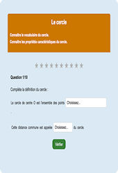 Le cercle - Fiches Exercice en ligne  - Fiches Mathématiques - Espace et géométrie : 6eme Primaire