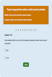 Passé composé vouloir pouvoir prendre - Fiches Exercice en ligne  - Fiches Français - Conjugaison - Étude de la langue : 2eme Primaire