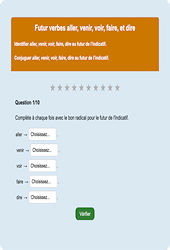 Futur aller/venir/voir/faire/dire - Fiches Exercice en ligne  - Fiches Français - Conjugaison - Étude de la langue : 2eme Primaire