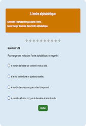 L’ordre alphabétique - Fiches Exercice en ligne  - Fiches Français - Vocabulaire / Lexique - Étude de la langue : 4eme Primaire