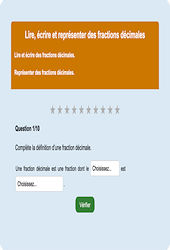 Fractions décimales - Fiches Exercice en ligne  - Fiches Mathématiques - Numération : 4eme Primaire