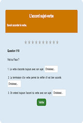 Accord sujet - verbe - Fiches Exercice en ligne  - Fiches Français - Orthographe - Étude de la langue : 2eme Primaire
