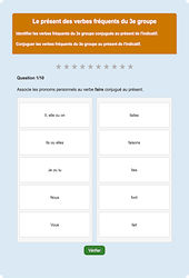 Présent verbes  groupe - Fiches Exercice en ligne  - Fiches Français - Conjugaison - Étude de la langue : 4eme Primaire