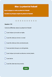 Présent de l’indicatif - Fiches Exercice en ligne  - Fiches Français - Conjugaison - Étude de la langue : 4eme Primaire