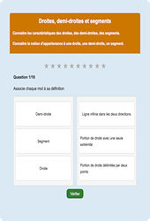 Droites, demi - droites, segments - Fiches Exercice en ligne  - Fiches Mathématiques - Espace et géométrie : 6eme Primaire