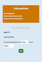 Droites perpendiculaires - Fiches Exercice en ligne  - Fiches Mathématiques - Espace et géométrie : 6eme Primaire