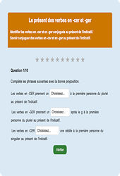 Présent des verbes en - cer et - ger - Fiches Exercice en ligne  - Fiches Français - Conjugaison - Étude de la langue : 4eme Primaire