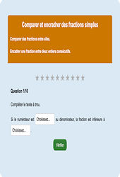 Comparer et encadrer fractions - Fiches Exercice en ligne  - Fiches Mathématiques - Numération : 4eme Primaire