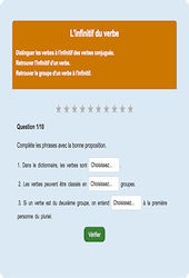 L’infinitif du verbe - Fiches Exercice en ligne  - Fiches Français - Conjugaison - Étude de la langue : 4eme Primaire