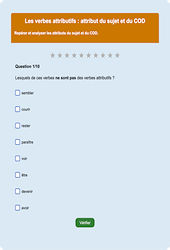 Verbes attributifs - Fiches Exercice en ligne  - Fiches Français - Grammaire - Étude de la langue : 2eme Secondaire