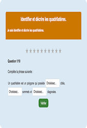 Identifier les quadrilatères - Fiches Exercice en ligne  - Fiches Mathématiques - Géométrie : 4eme Primaire