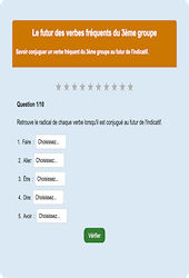 Futur des verbes fréquents - Fiches Exercice en ligne  - Fiches Français - Conjugaison - Étude de la langue : 4eme Primaire