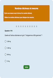 Nombres décimaux et mesures - Fiches Exercice en ligne  - Fiches Mathématiques - Numération : 4eme Primaire