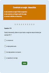 Construire un angle et sa bissectrice - Fiches Exercice en ligne  - Fiches Mathématiques - Espace et géométrie : 6eme Primaire