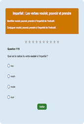 Imparfait vouloir, pouvoir, prendre - Fiches Exercice en ligne  - Fiches Français - Conjugaison - Étude de la langue : 2eme Primaire
