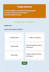 Triangles particuliers - Fiches Exercice en ligne  - Fiches Mathématiques - Espace et géométrie : 6eme Primaire