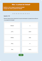 Présent de l’indicatif - Fiches Exercice en ligne  - Fiches Français - Conjugaison - Étude de la langue : 2eme Primaire