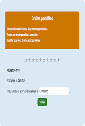 Droites parallèles - Fiches Exercice en ligne  - Fiches Mathématiques - Espace et géométrie : 6eme Primaire