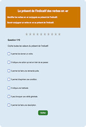 Présent des verbes en - er - Fiches Exercice en ligne  - Fiches Français - Conjugaison - Étude de la langue : 4eme Primaire