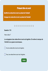 Présent de être et avoir - Fiches Exercice en ligne  - Fiches Français - Conjugaison - Étude de la langue : 2eme Primaire