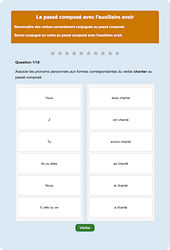 Passé composé avec avoir - Fiches Exercice en ligne  - Fiches Français - Conjugaison - Étude de la langue : 4eme Primaire