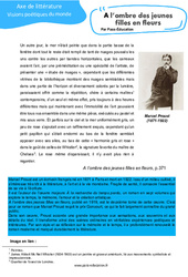 À l’ombre des jeunes filles en fleurs - Littérature : 3eme Secondaire - PDF à imprimer
