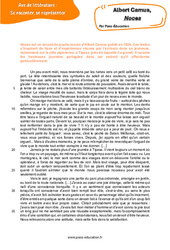 Exercice Noces (Albert Camus) - Littérature : 3eme Secondaire - PDF à imprimer