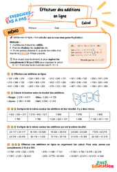 Effectuer des additions en ligne - Exercices Pas à Pas : 5eme Primaire - PDF à imprimer